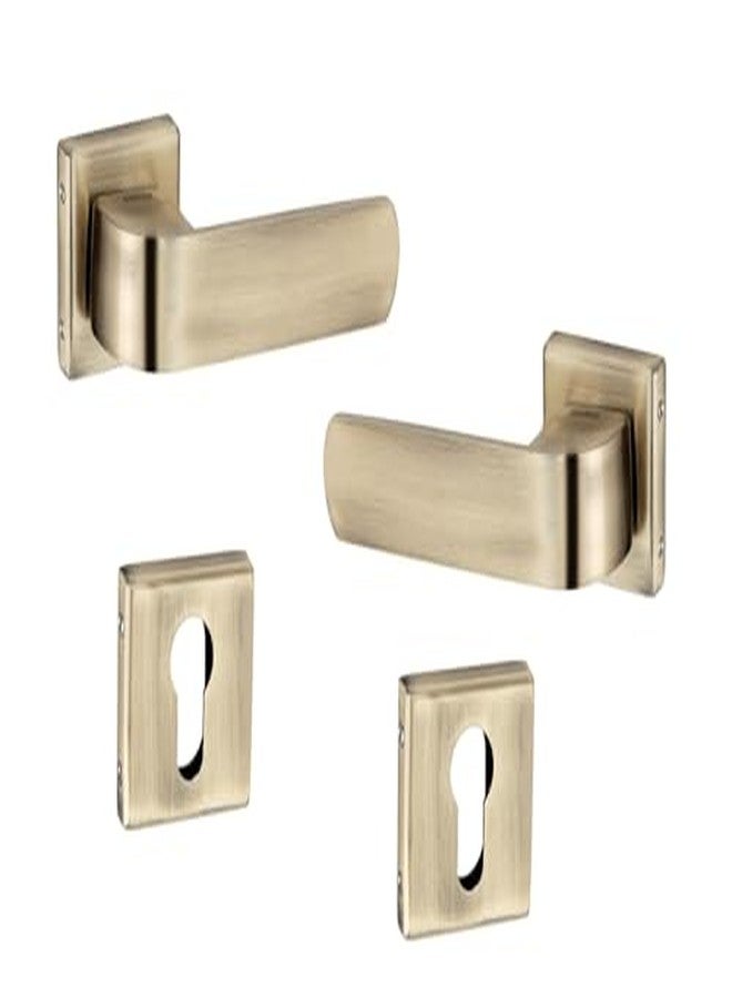 شريدا طقم مقابض أبواب شريدا 446 من الفولاذ المقاوم للصدأ الفاخر بلمسة نهائية عتيقة مع لوحة وردية - مقبض 125 مم، لوحة 52 مم | مقبض ذراع أنيق مع غطاء لثقب المفتاح للأبواب الداخلية والرئيسية (زوج يمين ويسار) - Image 2